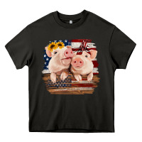 Cute Couple American Pigs Heavy Core Tee | Teevron