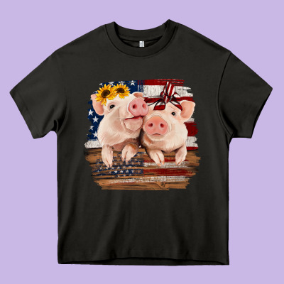Cute Couple American Pigs Heavy Core Tee Designed By Bettercallsaul