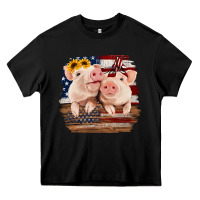 Black Cute Couple American Pigs Heavy Core Tee - Bettercallsaul