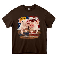 Chocolate Brown Cute Couple American Pigs Heavy Core Tee - Bettercallsaul