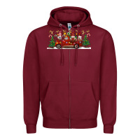 Burgundy Christmas Gnome Truck Zipper Hoodie - Artiststas