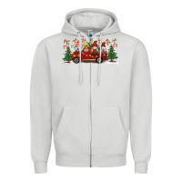 Dove Grey Christmas Gnome Truck Zipper Hoodie - Artiststas