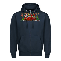 Navy Christmas Gnome Truck Zipper Hoodie - Artiststas