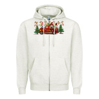 Oatmeal Heather Christmas Gnome Truck Zipper Hoodie - Artiststas