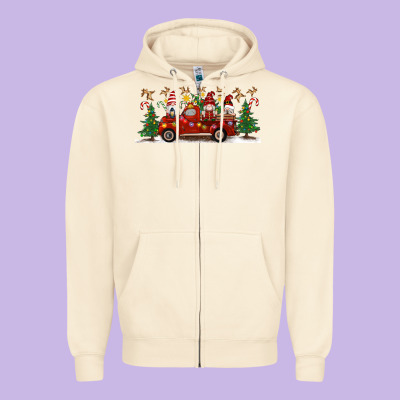 Christmas Gnome Truck Zipper Hoodie Designed By Artiststas