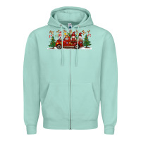Seafoam Christmas Gnome Truck Zipper Hoodie - Artiststas