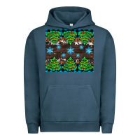 Pigment Midnight Navy Christmas tree with snow Urban Hoodie - AdoDesignShop