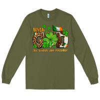 Army Green with god all things are possible Long Sleeve Tee - OliviaCreatesArt