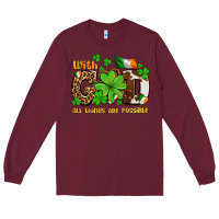 Burgundy with god all things are possible Long Sleeve Tee - OliviaCreatesArt