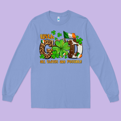 With God All Things Are Possible Long Sleeve Tee Designed By Oliviacreatesart
