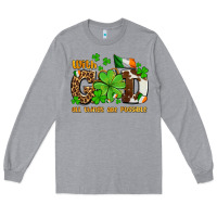 Heather Grey with god all things are possible Long Sleeve Tee - OliviaCreatesArt