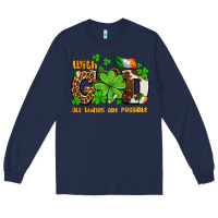 Navy with god all things are possible Long Sleeve Tee - OliviaCreatesArt
