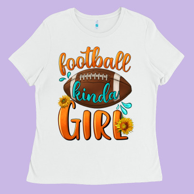 Football Kinda Girl Ladies Tee Designed By Nancycooperartshop