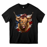 Black American Highland Cow Heavy Core Tee - Bettercallsaul