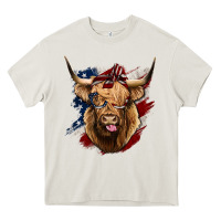 Cream American Highland Cow Heavy Core Tee - Bettercallsaul