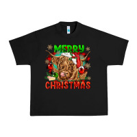 Black merry christmas cow Urban Heavy Tee - CowGirlArtShop