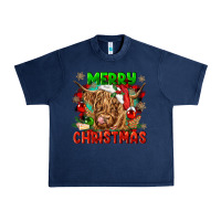 Navy merry christmas cow Urban Heavy Tee - CowGirlArtShop