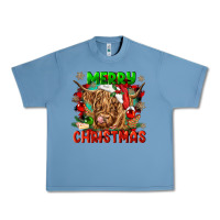 Pebble Blue merry christmas cow Urban Heavy Tee - CowGirlArtShop