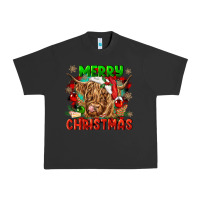 Pigment Black merry christmas cow Urban Heavy Tee - CowGirlArtShop