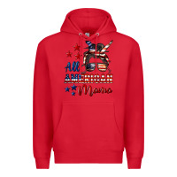 Red All American Mama Premium Hoodie - LillyAllenDesigns