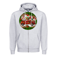 Heather Grey christmas gnomes truck Zipper Hoodie - Artiststas