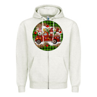 Oatmeal Heather christmas gnomes truck Zipper Hoodie - Artiststas