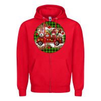 Red christmas gnomes truck Zipper Hoodie - Artiststas