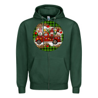 Sports Green christmas gnomes truck Zipper Hoodie - Artiststas