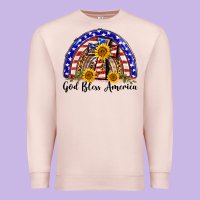 God Bless America  Rainbow Premium Sweatshirt Designed By Barkaloodesign