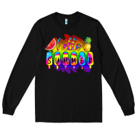Black Hello Summer Tie Dye Long Sleeve Tee - CowCowDesign