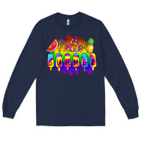 Navy Hello Summer Tie Dye Long Sleeve Tee - CowCowDesign