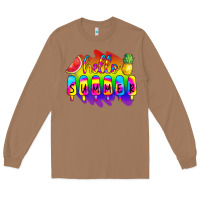 Toasted Coconut Hello Summer Tie Dye Long Sleeve Tee - CowCowDesign