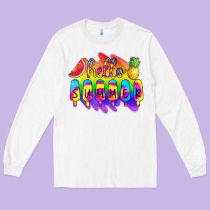 Hello Summer Tie Dye Long Sleeve Tee Designed By Cowcowdesign
