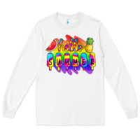 White Hello Summer Tie Dye Long Sleeve Tee - CowCowDesign