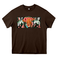 Chocolate Brown Cowhide Floral Feather Cow Mom Heavy Core Tee - Bettercallsaul
