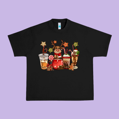 Christmas Reindeer Coffee Urban Heavy Tee Designed By Cowgirlartshop