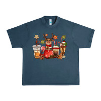 Midnight Navy christmas reindeer coffee Urban Heavy Tee - CowGirlArtShop