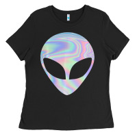 Alien Head Colorful Laser Ufo Sighting Believe Area 51 Ladies Tee | Teevron
