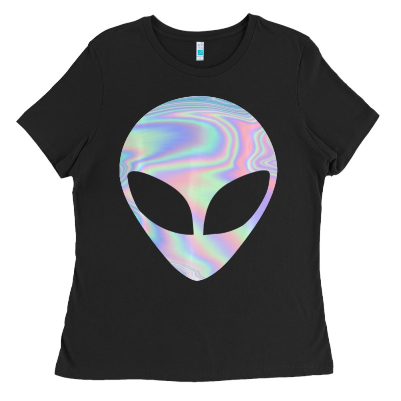 Alien Head Colorful Laser Ufo Sighting Believe Area 51 Ladies Tee by trangStudio | Teevron