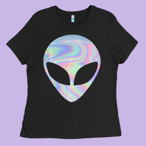 Alien Head Colorful Laser Ufo Sighting Believe Area 51 Ladies Tee Designed By Trangstudio