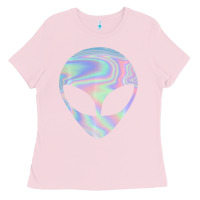 Bubblegum Pink Alien Head Colorful Laser Ufo Sighting Believe Area 51 Ladies Tee - trangStudio