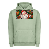 Pigment Oil Green christmas with santa Urban Hoodie - AdoDesignShop