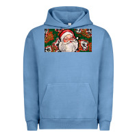 Pigment Pebble Blue christmas with santa Urban Hoodie - AdoDesignShop
