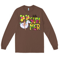 Chestnut Hello Summer Unicorn Long Sleeve Tee - CowCowDesign