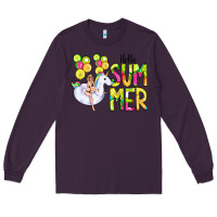 Plum Hello Summer Unicorn Long Sleeve Tee - CowCowDesign