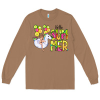 Toasted Coconut Hello Summer Unicorn Long Sleeve Tee - CowCowDesign
