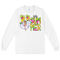 White Hello Summer Unicorn Long Sleeve Tee - CowCowDesign