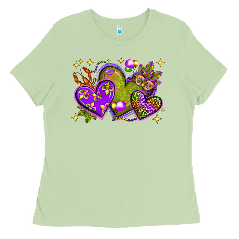 Mardi Gras Hearts Ladies Tee by NancyCooperArtShop | Teevron