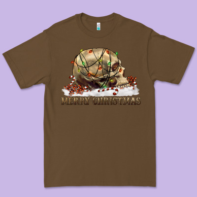 Merry Christmas Skull Premium Tee Designed By Ranaportraitstore
