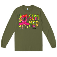 Army Green Summer Girls Flamingo Long Sleeve Tee - CowCowDesign